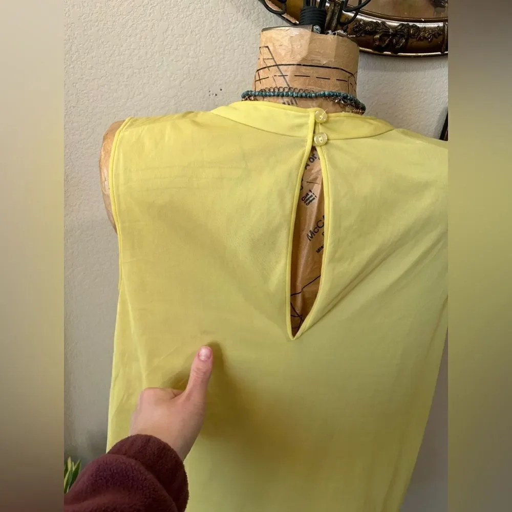 Vasarrette by‎ Munsingwear Vintage Yellow Embroidery Night Gown Slip Dress sz M